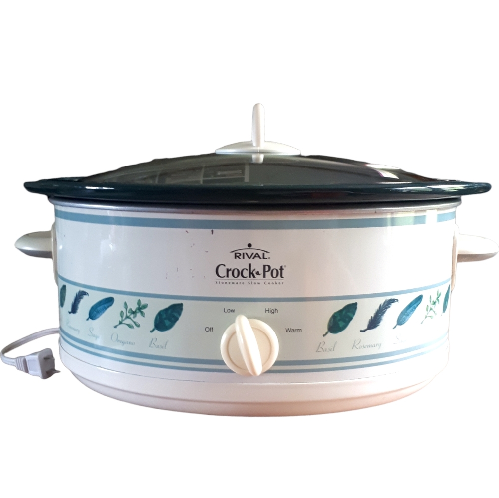 Green and White Crock Pot